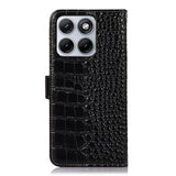 Motorola Edge 70 Fusion/70 Fusion+ Crocodile Series Læderpung med RFID - Sort