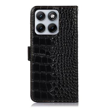 Motorola Edge 70 Fusion/70 Fusion+ Crocodile Series Læderpung med RFID - Sort