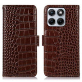 Motorola Edge 70 Fusion/70 Fusion+ Crocodile Series Læderpung med RFID - Brun