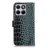 Motorola Edge 70 Fusion/70 Fusion+ Crocodile Series Læderpung med RFID - Grøn