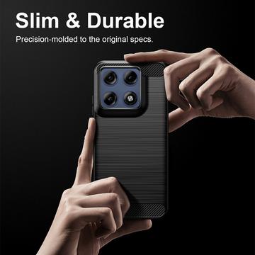 Motorola Edge 70 Pro Børstet TPU Cover - Karbonfiber - Sort