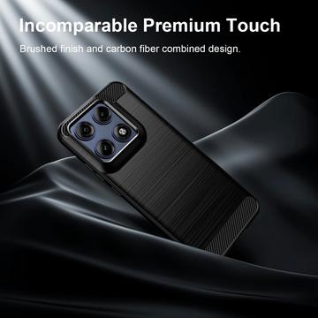 Motorola Edge 70 Pro Børstet TPU Cover - Karbonfiber - Sort