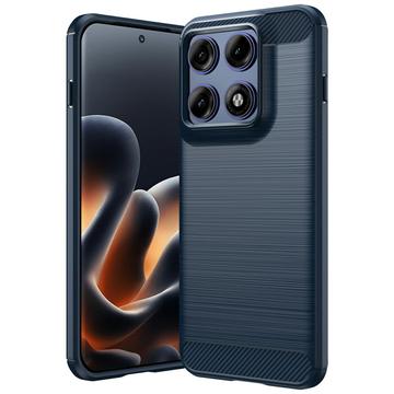 Motorola Edge 70 Pro Børstet TPU Cover - Karbonfiber - blå