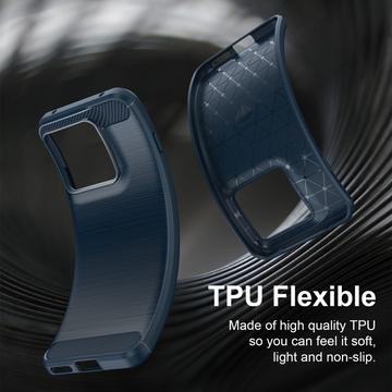 Motorola Edge 70 Pro Børstet TPU Cover - Karbonfiber - blå
