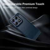 Motorola Edge 70 Pro Børstet TPU Cover - Karbonfiber - blå