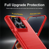 Motorola Edge 70 Pro Børstet TPU Cover - Karbonfiber - rød