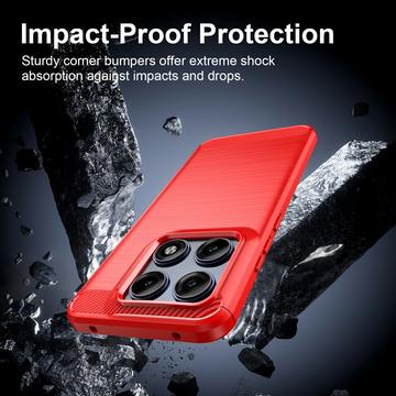 Motorola Edge 70 Pro Børstet TPU Cover - Karbonfiber - rød