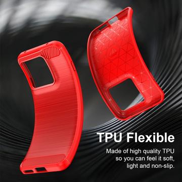 Motorola Edge 70 Pro Børstet TPU Cover - Karbonfiber - rød
