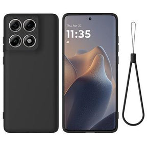 Motorola Edge 70 Pro Flydende silikone cover med håndrem - Sort