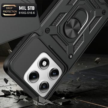Motorola Edge 70 Pro Roterende Ring Hybrid Cover med Kameraskjold - Sort