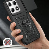 Motorola Edge 70 Pro Roterende Ring Hybrid Cover med Kameraskjold - Sort