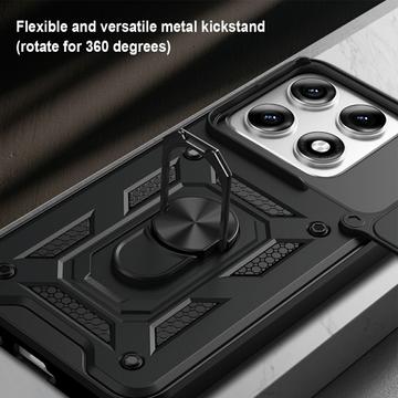 Motorola Edge 70 Pro Roterende Ring Hybrid Cover med Kameraskjold - Sort