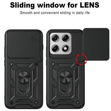 Motorola Edge 70 Pro Roterende Ring Hybrid Cover med Kameraskjold - Sort