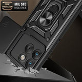 Motorola Edge 70 Roterende Ring Hybrid Cover med Kameraskjold - Sort