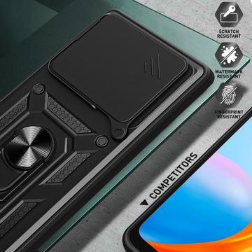 Motorola Edge 70 Roterende Ring Hybrid Cover med Kameraskjold - Sort