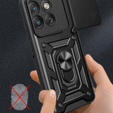 Motorola Edge 70 Roterende Ring Hybrid Cover med Kameraskjold - Sort