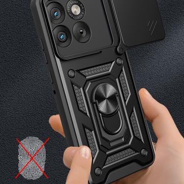 Motorola Edge 70 Roterende Ring Hybrid Cover med Kameraskjold - Sort