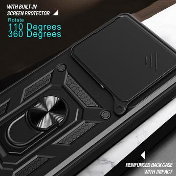 Motorola Edge 70 Roterende Ring Hybrid Cover med Kameraskjold - Sort