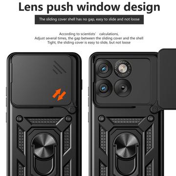 Motorola Edge 70 Roterende Ring Hybrid Cover med Kameraskjold - Sort