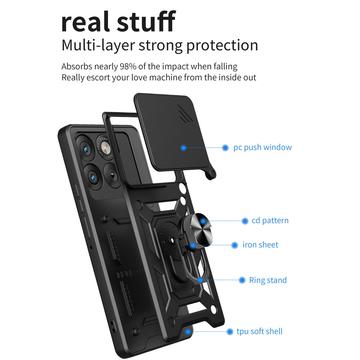 Motorola Edge 70 Roterende Ring Hybrid Cover med Kameraskjold - Blå