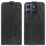 Motorola Edge 70 Vertikal Flip Etui med Kortholder - Sort