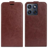 Motorola Edge 70 Vertikal Flip Etui med Kortholder - Brun