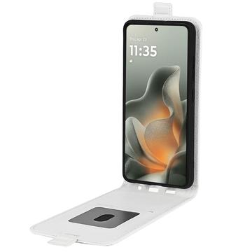 Motorola Edge 70 Vertikal Flip Etui med Kortholder - Hvid