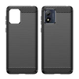 Motorola Moto E13 Børstet TPU Cover - Karbonfiber - Sort