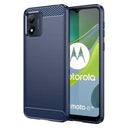 Motorola Moto E13 Børstet TPU Cover - Karbonfiber - Blå