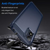 Motorola Moto E13 Børstet TPU Cover - Karbonfiber - Blå