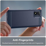 Motorola Moto E13 Børstet TPU Cover - Karbonfiber - Blå