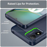 Motorola Moto E13 Børstet TPU Cover - Karbonfiber - Blå
