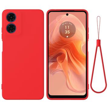 Motorola Moto E14 Liquid Silikone Cover med Strop - Rød