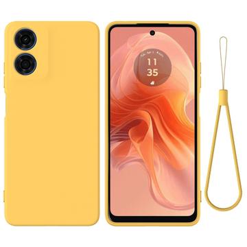 Motorola Moto E14 Liquid Silikone Cover med Strop - Gul