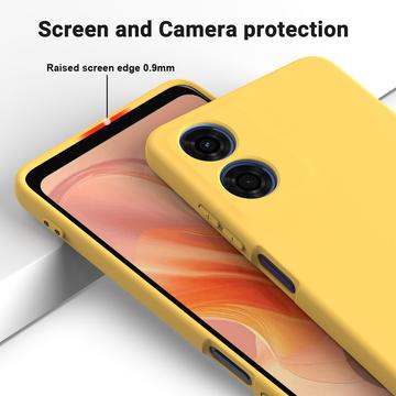 Motorola Moto E14 Liquid Silikone Cover med Strop - Gul