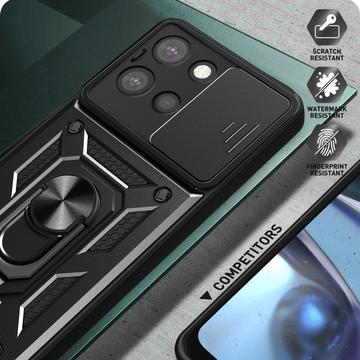 Motorola Moto G (2025) Roterende Ring Hybrid Cover med Kameraskjold - Blå
