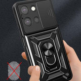 Motorola Moto G (2025) Roterende Ring Hybrid Cover med Kameraskjold - Blå