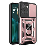 Motorola Moto G (2025) Roterende Ring Hybrid Cover med Kameraskjold - Rødguld