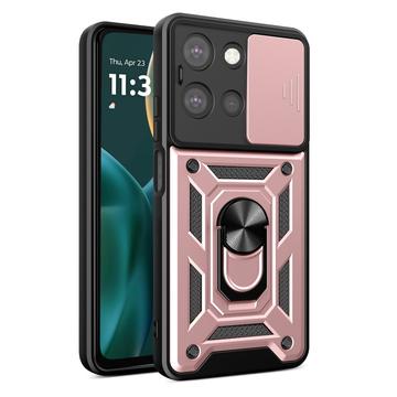 Motorola Moto G (2025) Roterende Ring Hybrid Cover med Kameraskjold - Rødguld