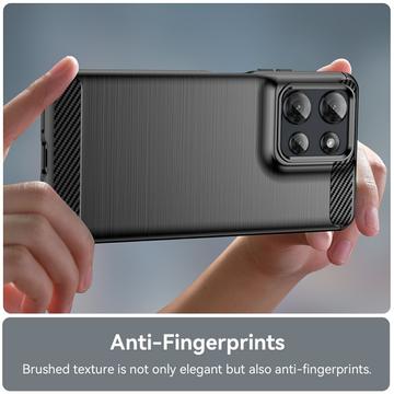 Motorola Moto G Power (2025) Børstet TPU Cover - Karbonfiber - Sort
