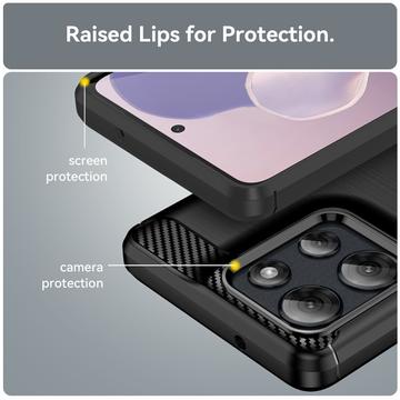 Motorola Moto G Power (2025) Børstet TPU Cover - Karbonfiber - Sort