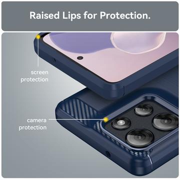Motorola Moto G Power (2025) Børstet TPU Cover - Karbonfiber - Blå