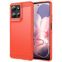 Motorola Moto G Power (2025) Børstet TPU Cover - Karbonfiber - Rød