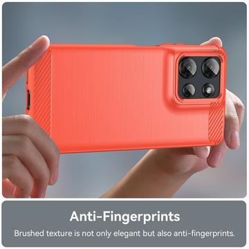 Motorola Moto G Power (2025) Børstet TPU Cover - Karbonfiber - Rød