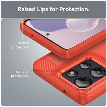 Motorola Moto G Power (2025) Børstet TPU Cover - Karbonfiber - Rød