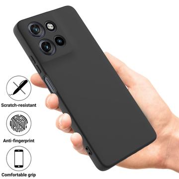 Motorola Moto G Power (2025) Flydende silikone cover med håndrem - sort