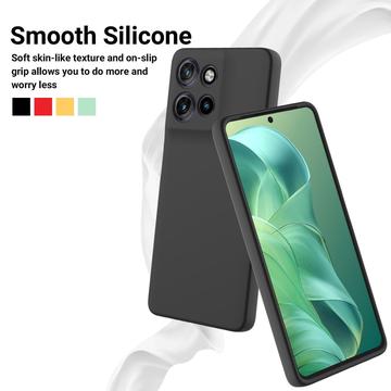 Motorola Moto G Power (2025) Flydende silikone cover med håndrem - sort