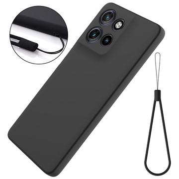 Motorola Moto G Power (2025) Flydende silikone cover med håndrem - sort