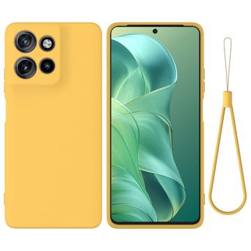 Motorola Moto G Power (2025) Flydende silikone cover med håndrem - gul