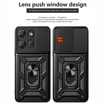 Motorola Moto G Power (2025) Roterende Ring Hybrid Cover med Kameraskjold - Sort